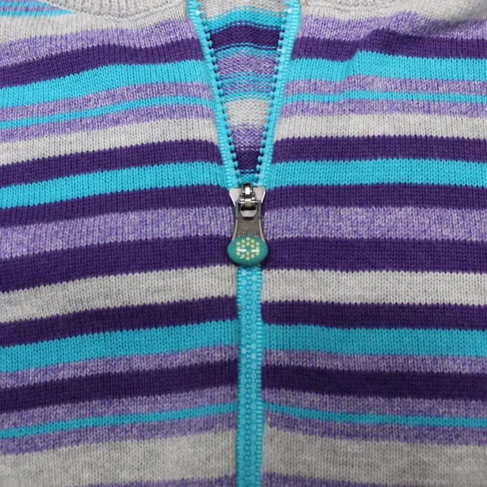PUMA COTTON 1/4 ZIP SWEATER GRAY, PURPLE & TURQUOISE Sz LARGE, L - Picture 3 of 5